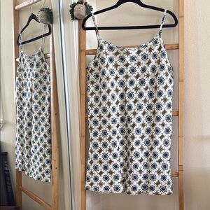 Bryn Walker Blue and Brown Geometric Slip Dress